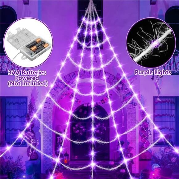 Halloween Decorations 16 Ft Spider Web Lights, Super-Realistic Giant Cobweb - Picture 3 of 7